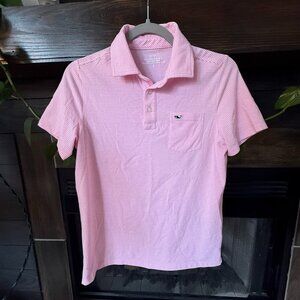 Vineyard Vines Girls Pink and White Striped Edgartown Polo Short Sleeve Shirt